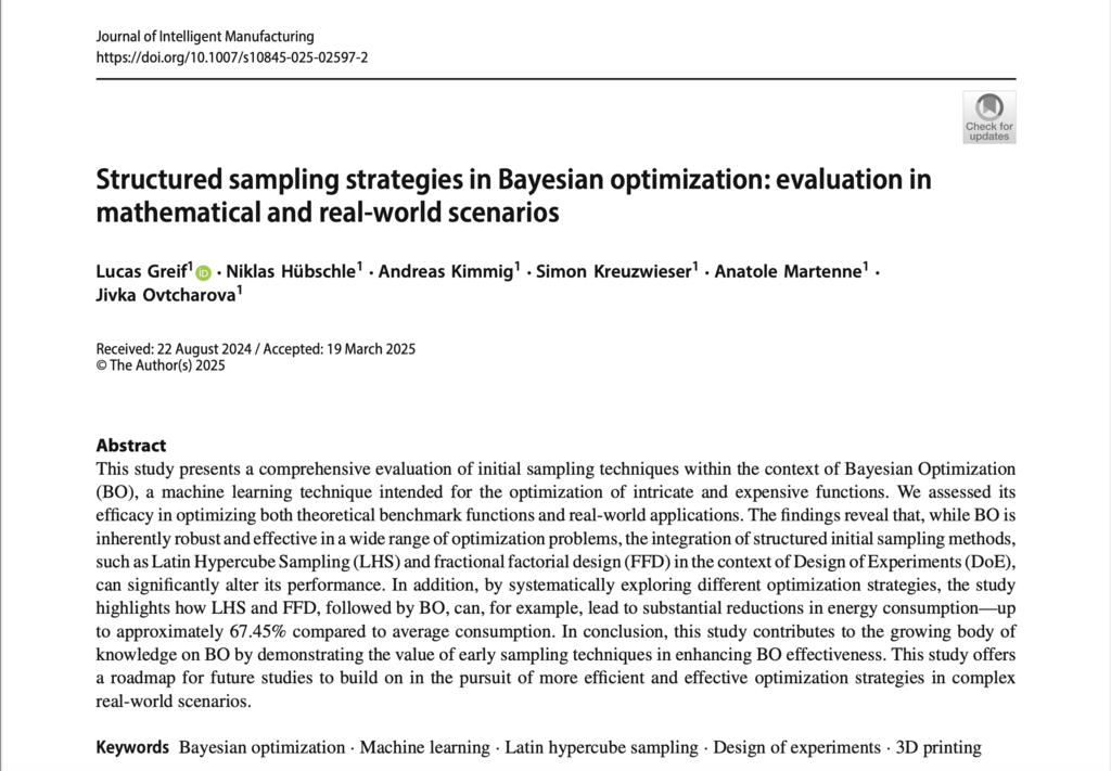 Journal article on Bayesian optimization and initial sampling techniques in real-world scenarios.